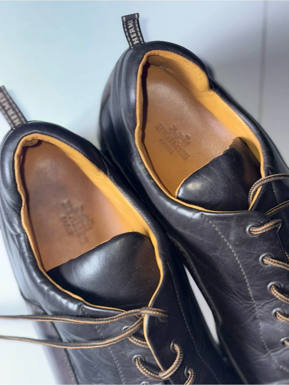 Men's Brown Leather Lace-Up Slip-On Loafers